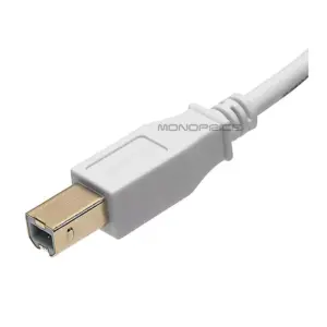 Monoprice USB 2.0 Cable - 15 Feet - White | USB Type-A Male to USB Type-B Male, 28/24AWG, Gold Plated