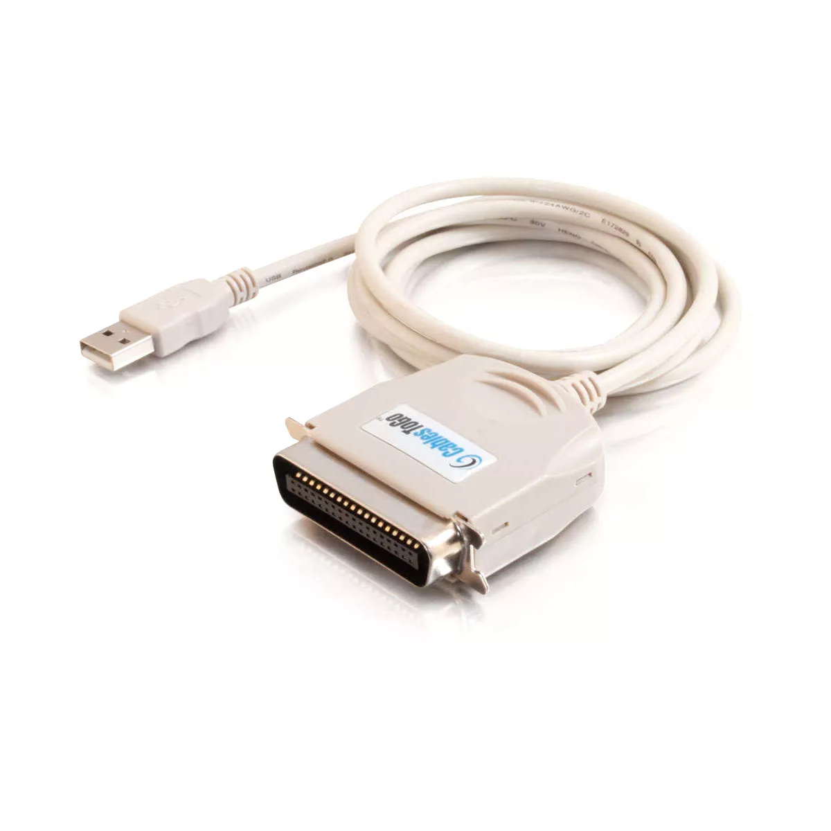 C2G 6ft USB to C36 Parallel Printer Adapter Cable - Category 6 for Network Device - 500 ft - Bare Wire - Bare Wire - Gray