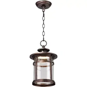 Franklin Iron Works Rustic Outdoor Ceiling Light Hanging Lantern LED Bronze 13 1/2