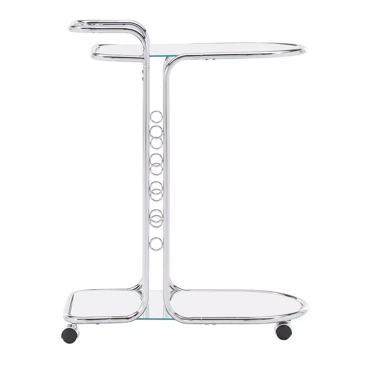 Bedford Chrome Finish Round Edge Bar Cart Silver - Inspire Q
