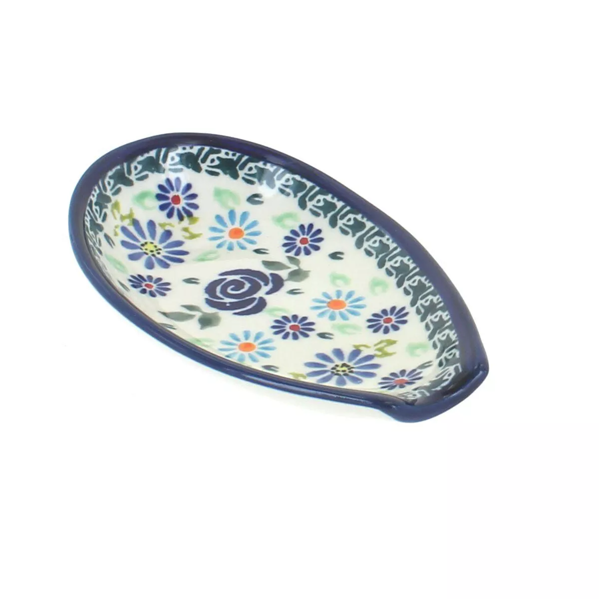 Blue Rose Polish Pottery Fantasy Small Spoon Rest