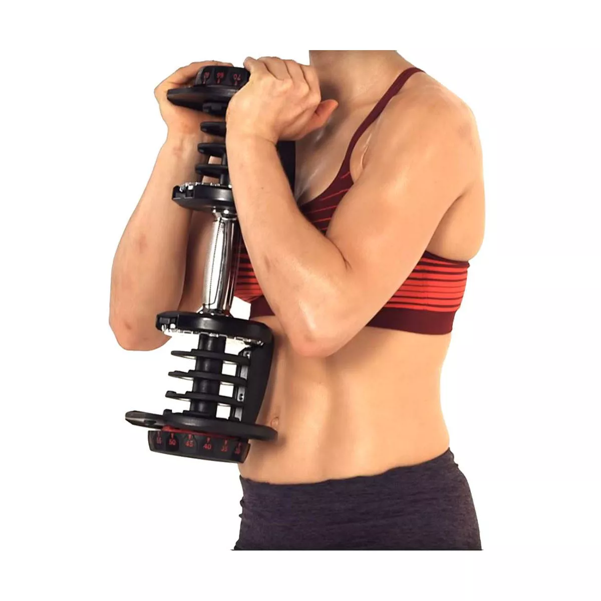 Bowflex SelectTech 1090 Adjustable Dumbbell Weights (Pair) + Stand w/ Media Rack