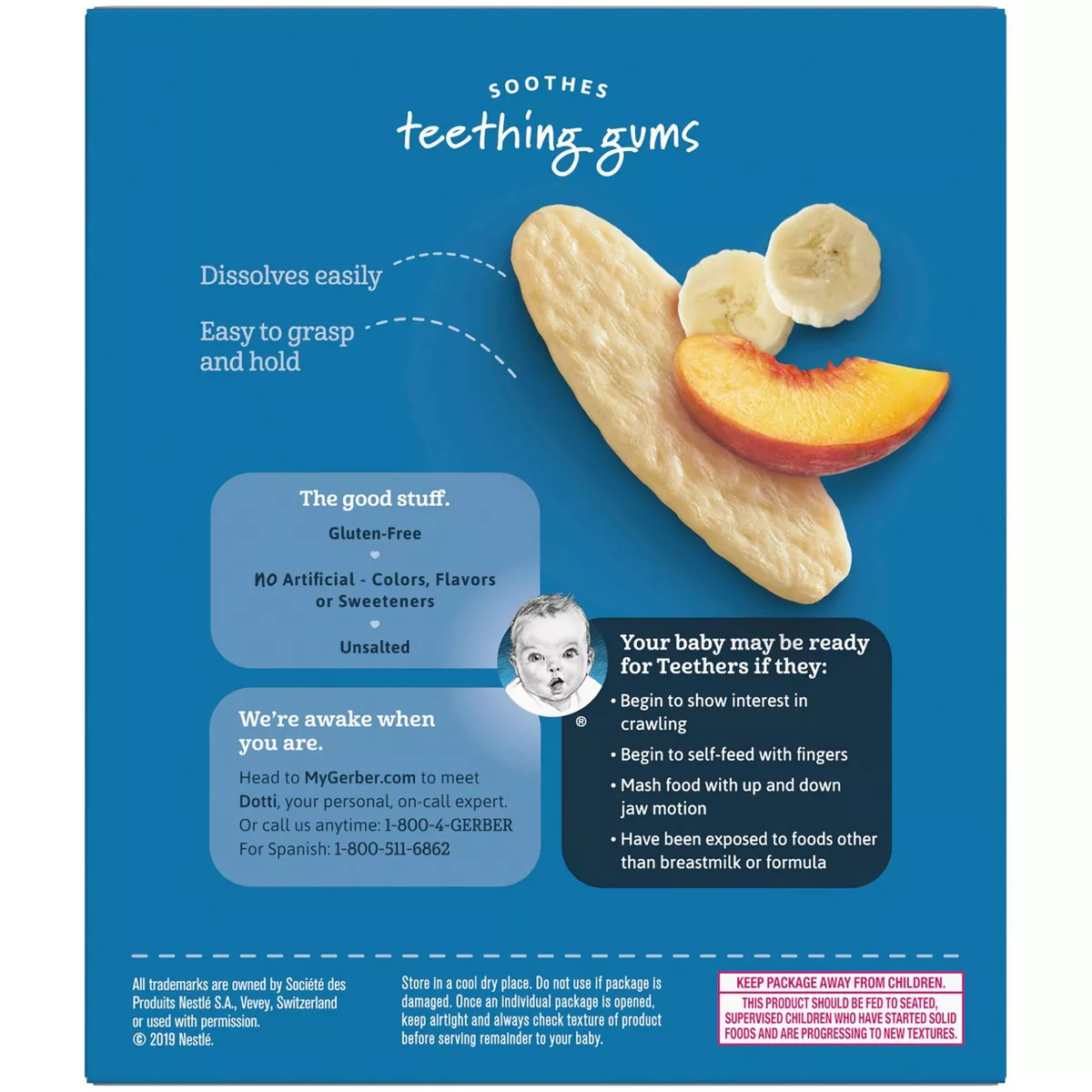 Gerber Teethers Banana Peach Baby Snacks - 12ct/1.7oz Total