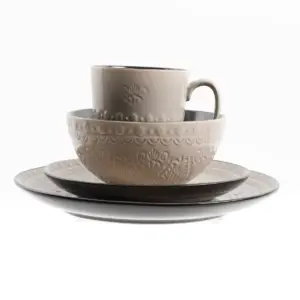 Gibson Elite 16pc Stoneware Milanto Dinnerware Set Gray