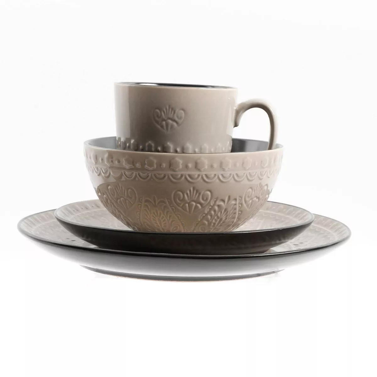 Gibson Elite 16pc Stoneware Milanto Dinnerware Set Gray