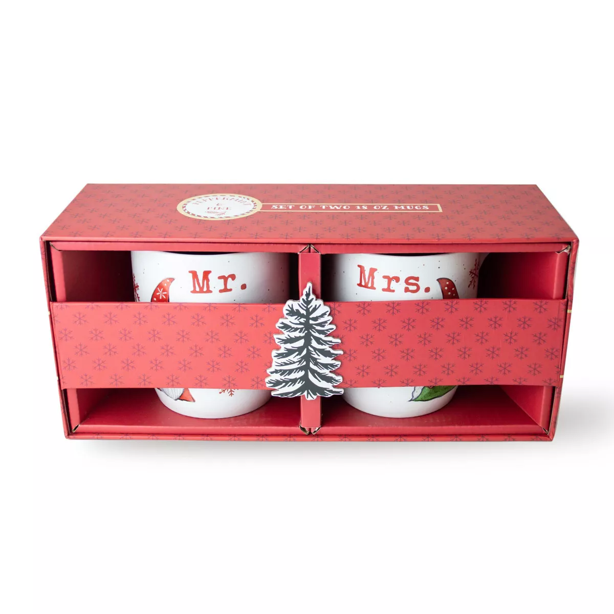 16oz 2pk Ceramic Mr. and Mrs. Gnome Mugs - Peppermint & Pine