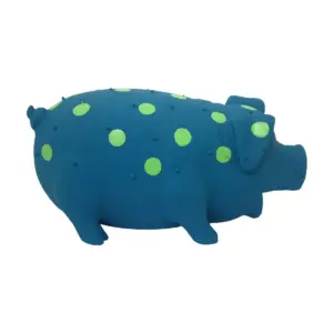 Multipet Latex Polka Dot Pig Dog Toy - Blue - 9