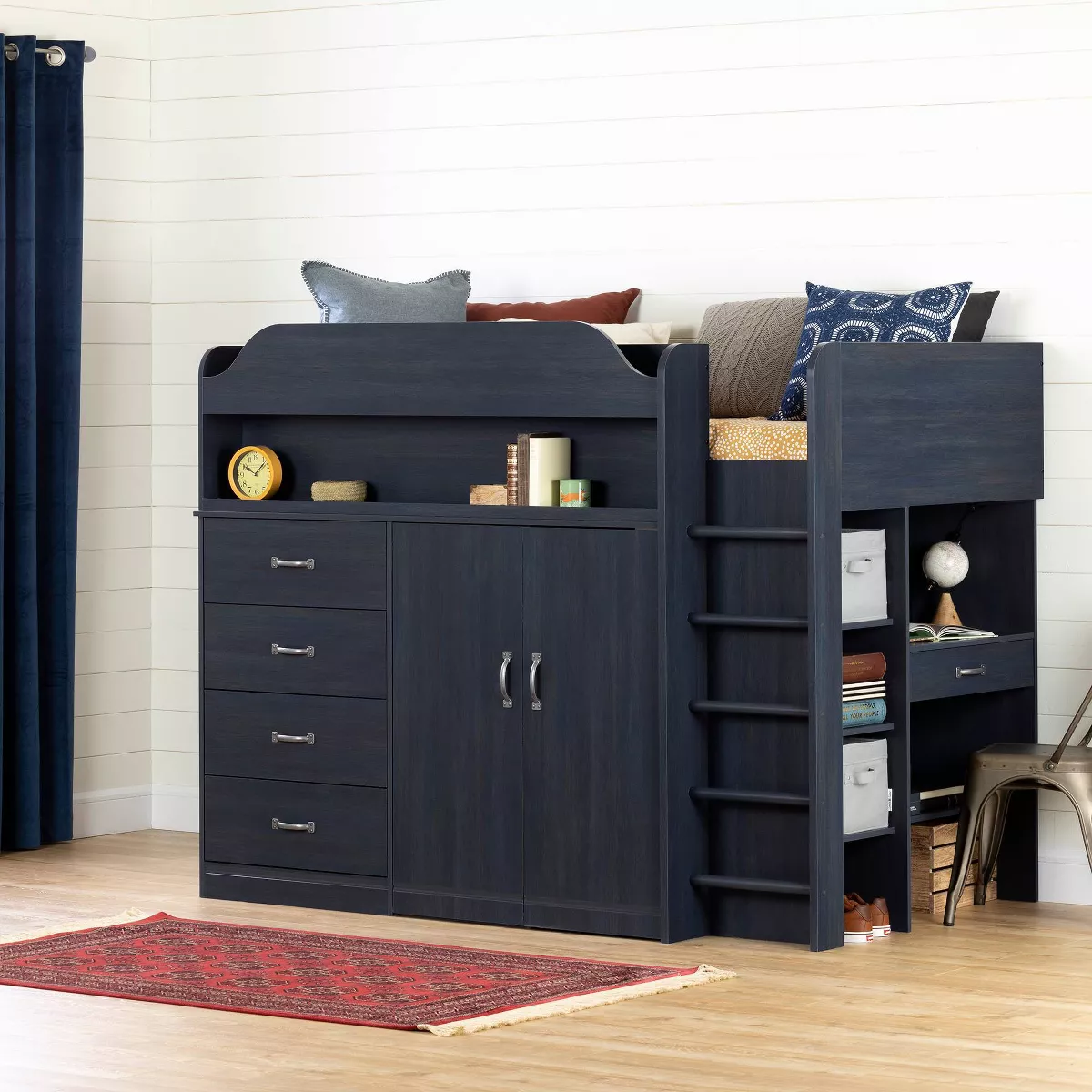 Twin Asten Loft Bed with Desk Blueberry - South Shore