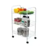 Home Basics Multi-Purpose Rolling Metal Kitchen Trolley, White