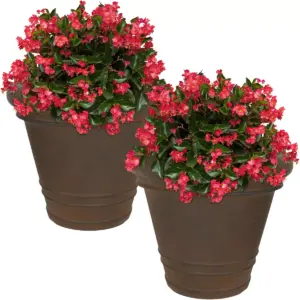 Sunnydaze Indoor/Outdoor Patio, Garden, or Porch Weather-Resistant Double-Walled Crozier Flower Pot Planter - 16