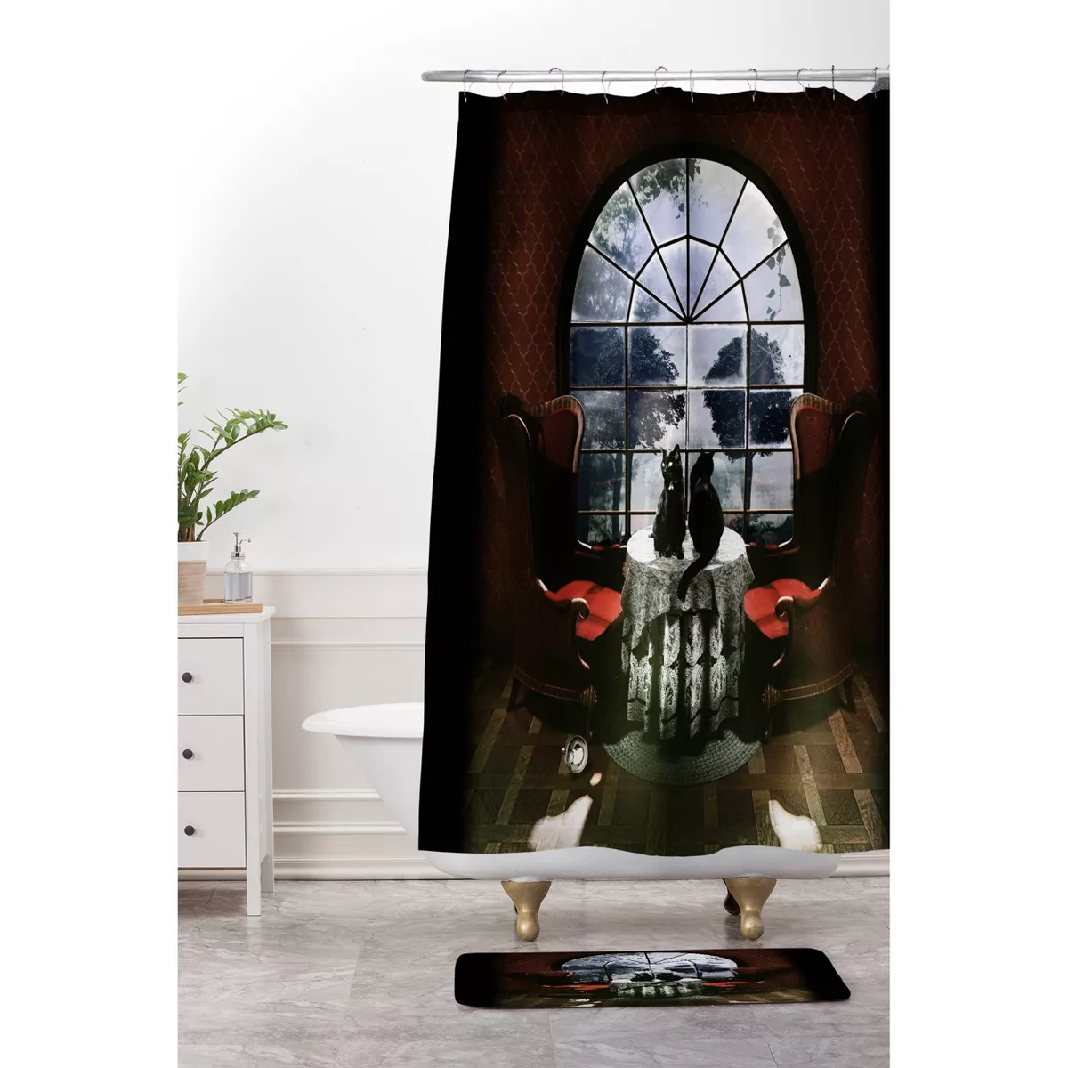 Ali Gulec Room Skull Shower Curtain Red - Deny Designs