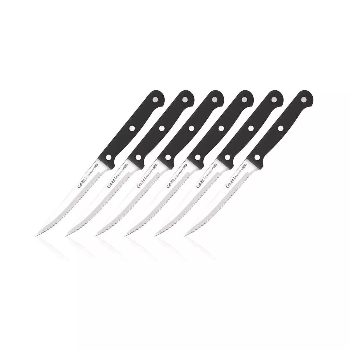Ginsu Kiso Dishwasher Safe 6pc Steak Knife Set Black
