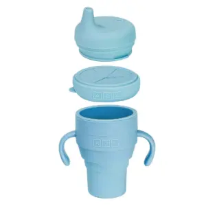 Austin Baby Collection Silicone Collapsible Cup Sippy & Snackie Lid Set- Sky Blue