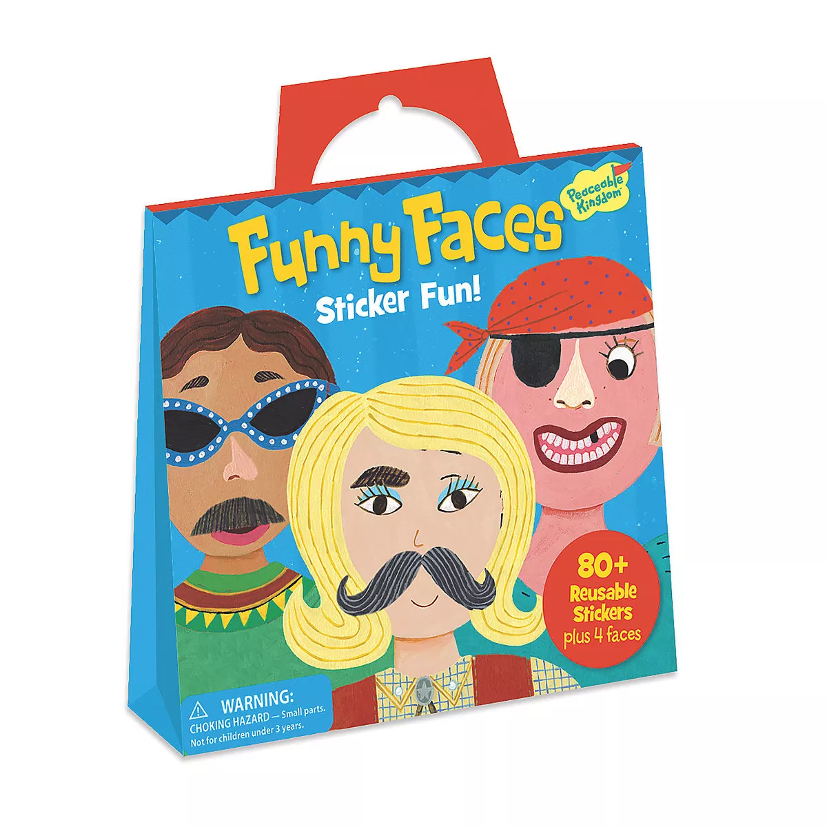 MindWare Funny Faces Reusable Sticker Tote - Stickers - 84 Pieces