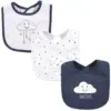 Hudson Baby Infant Boy Cotton Bibs 3pk, Navy Cloud, One Size
