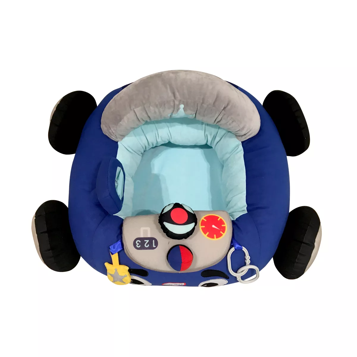 Little Tikes Cozy Coupe Plush Car Baby Toddler Lounger Seat with Working Car Horn, Reflective Side Mirror, and Cup Holder, Patrol Police Car