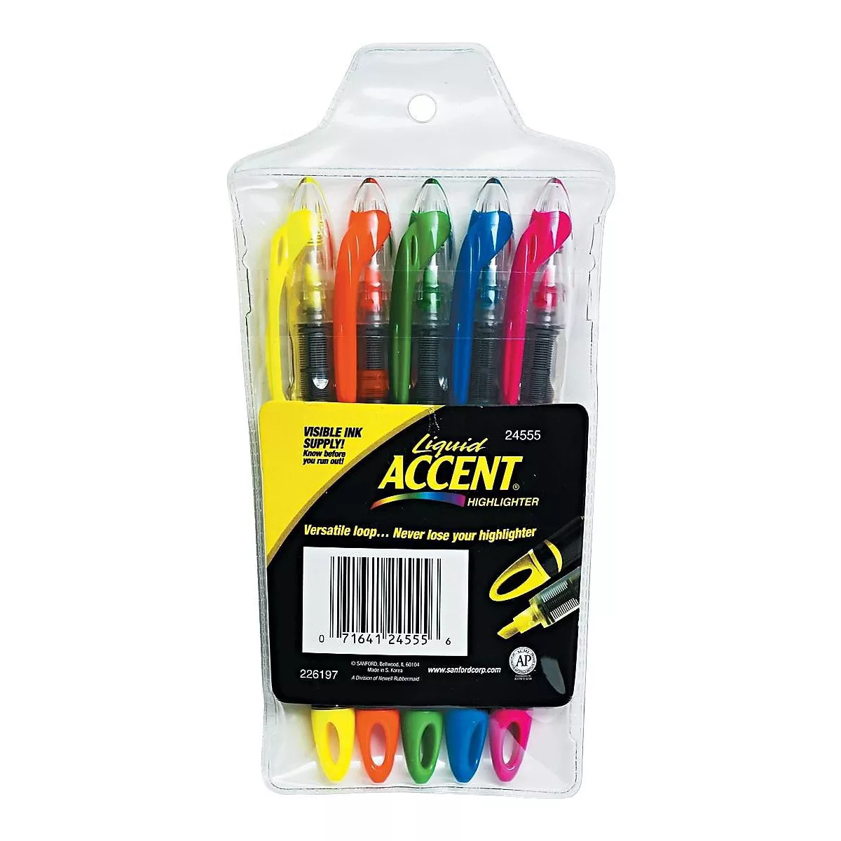 Sharpie Liquid Highlighters Carded Narrow Pt 5 Color/ST Assorted 24575PP