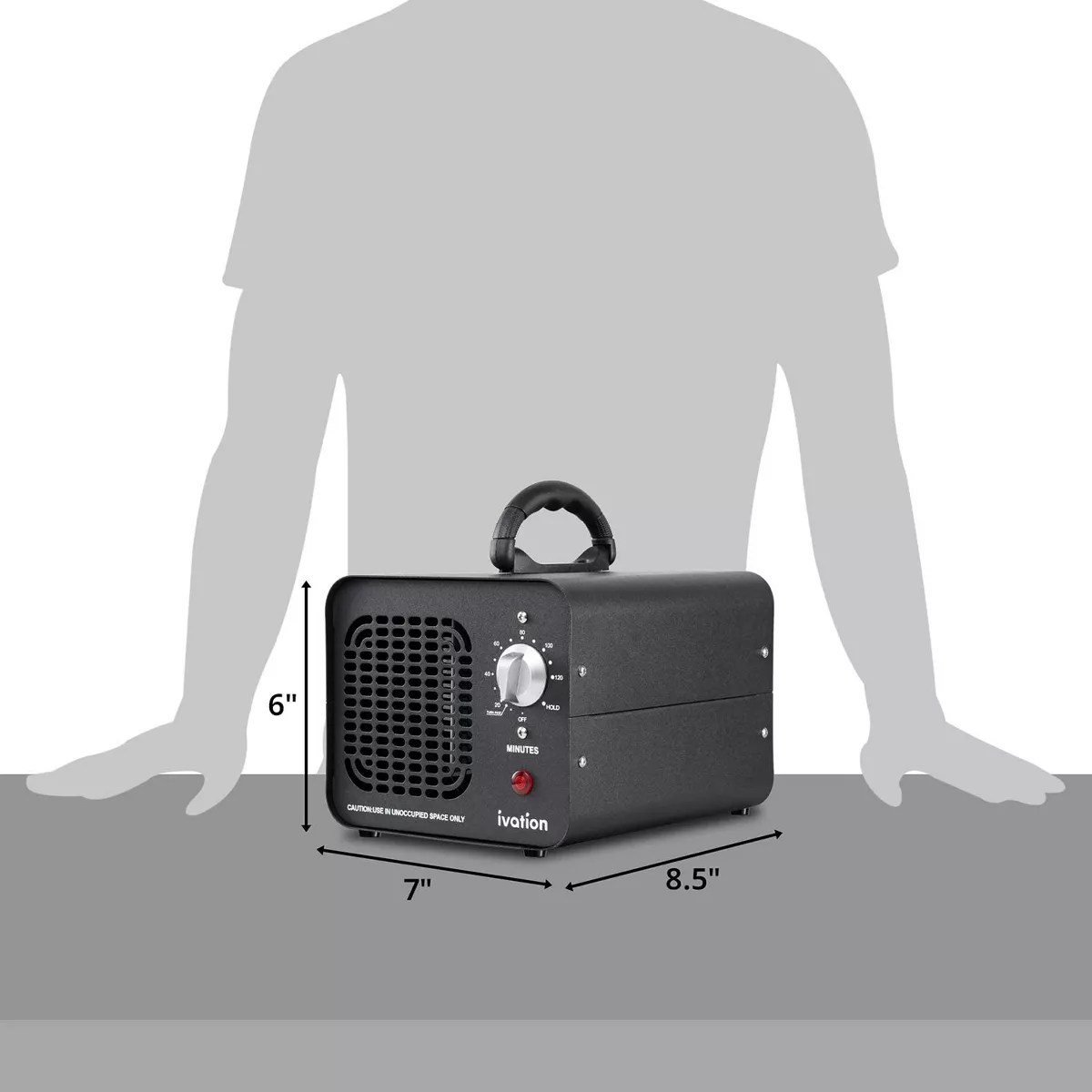 Ivation 10,000 MG/Hour Portable Compact Ozone Generator for Large Rooms Up to 5,000 Sq./Ft. with Long-Lasting Ceramic Plates, Washable Pre-Fitler, Timer & Carry Handle