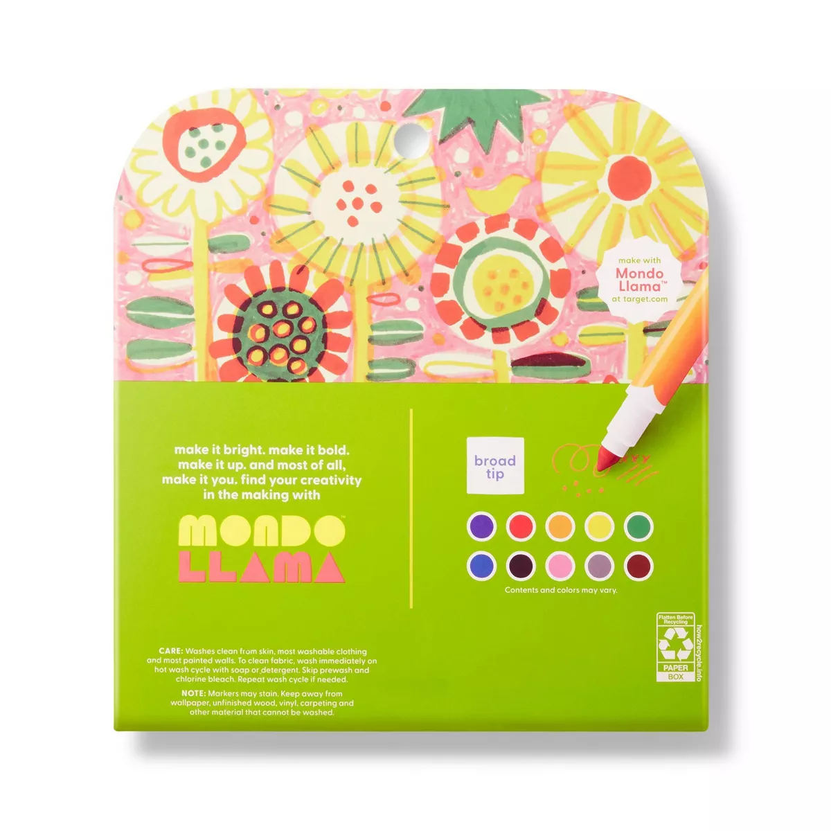 10ct Washable Markers Broad Tip Classic Colors - Mondo Llama™