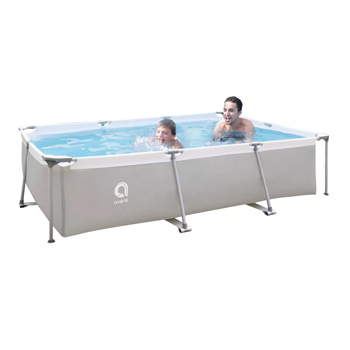 JLeisure Avenli 17773 Outdoor Backyard 10 x 6.5 x 2 Feet Above Ground Rectangular Steel I Frame Swimming Pool with Repair Kit, Blue