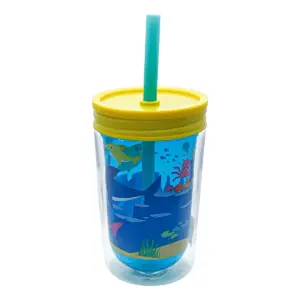 Pinkfong Baby Shark 12.5oz Plastic Tumbler with Lid and Straw