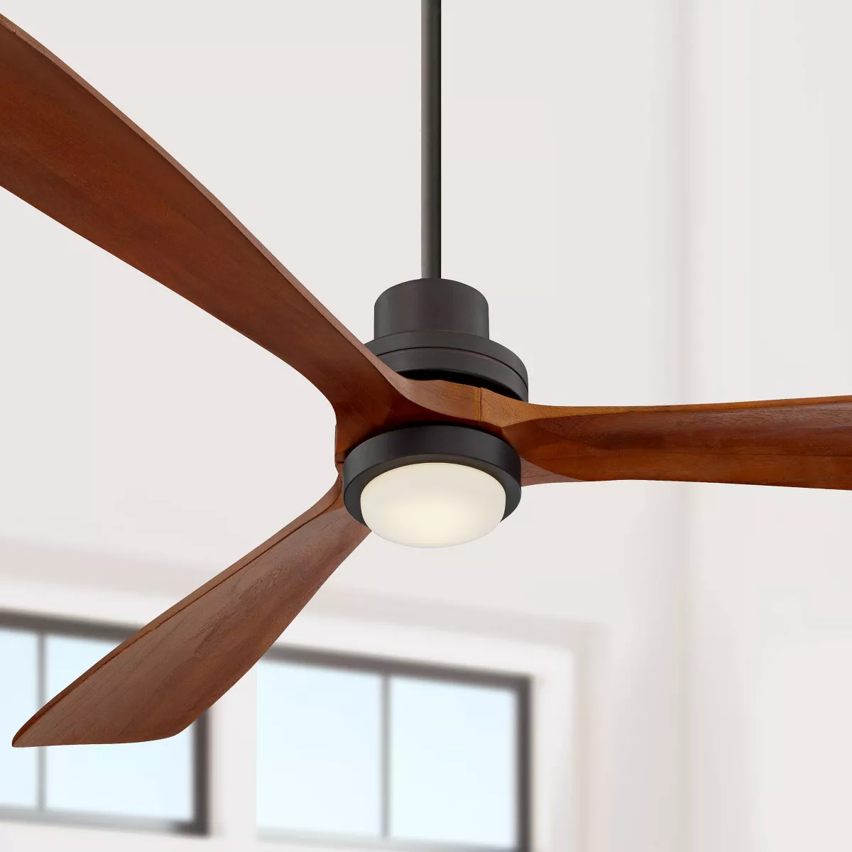 66" Casa Vieja Modern Ceiling Fan with Light LED Remote Control Delta-wing Oil Rubbed Bronze Wood Opal Glass for Living Room Kitchen Bedroom