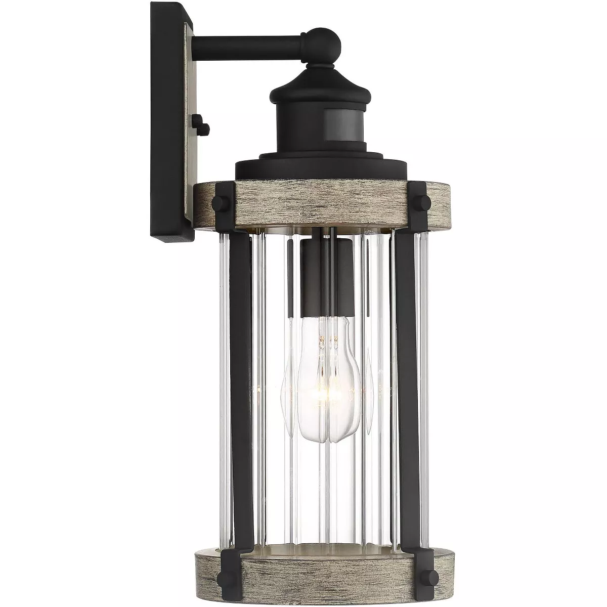 John Timberland Rustic Outdoor Wall Light Fixture Wood Black 15 1/2