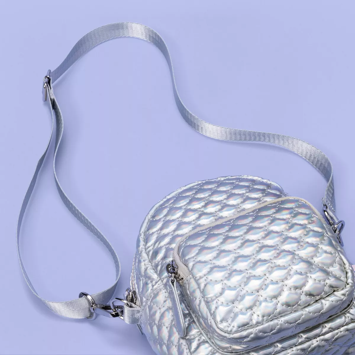 Girls' Quilted Convertible Mini Backpack - More Than Magic™ Silver