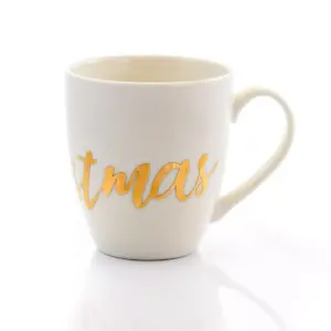 Gibson Home 4 Piece Holiday Gold 20 Ounce Fine Ceramic Mug Set with Assorted Designs