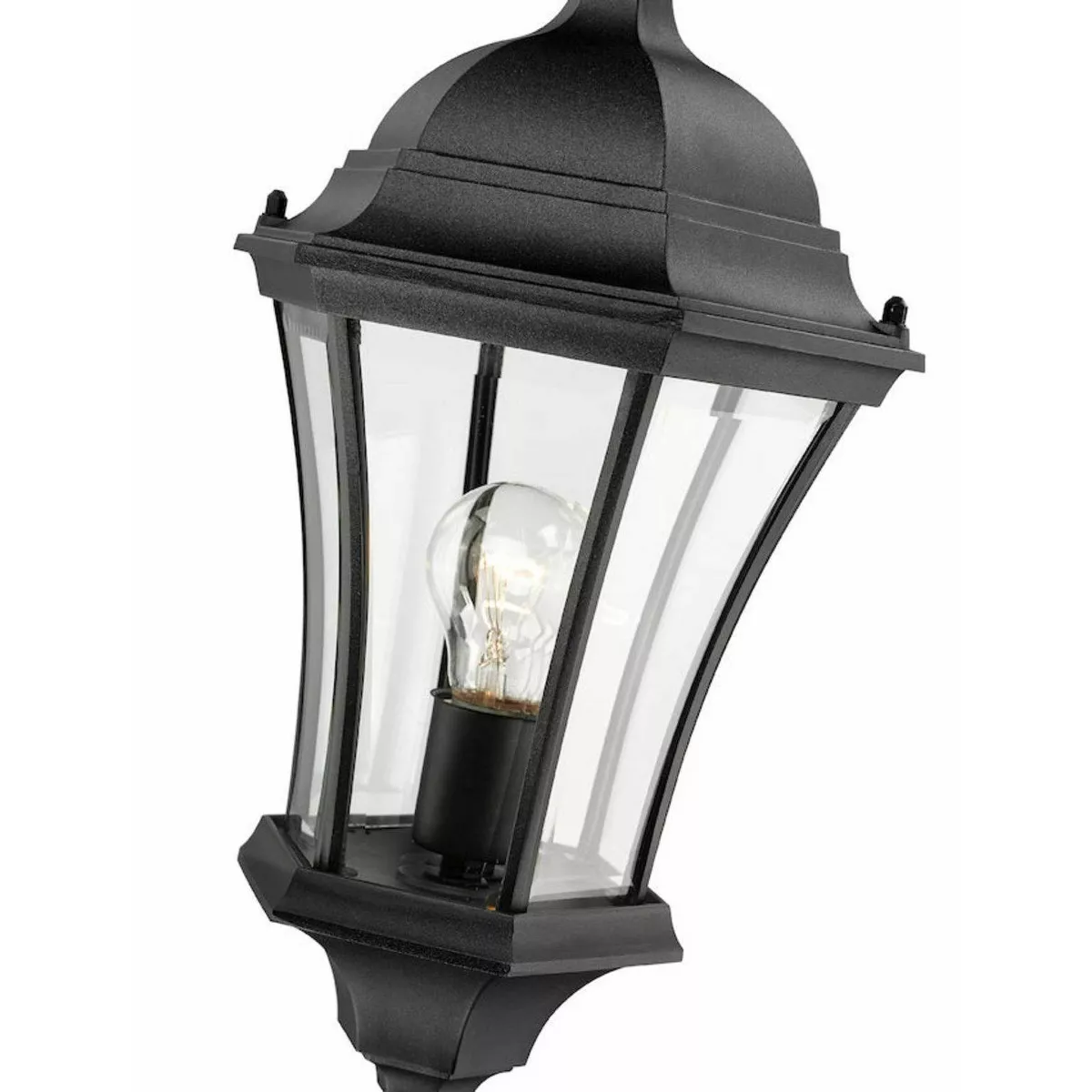1 Light Classic Outdoor Lamp Post with Beveled Glass Shade Black - Aurora Lighting