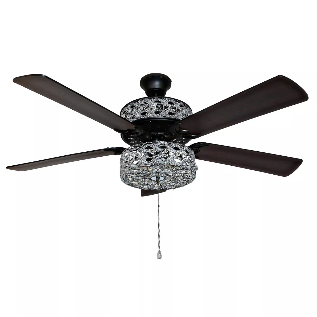 52" LED 5-Blade Olivia Double Beaded Braid Wedding Band Lighted Ceiling Fan - River of Goods