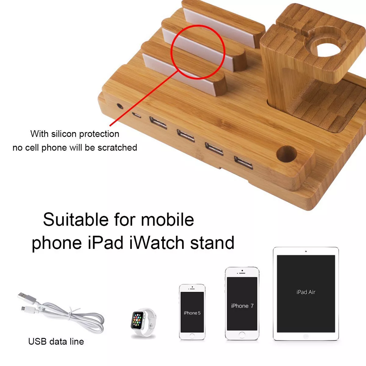 Trexonic Bamboo Apple Watch and Iphone Charging Stand