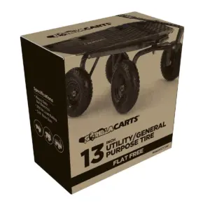 Gorilla Carts GCT13NF 13 Inch No Flat Replacement Pneumatic Tire Wheel with Offset Hub, Utility Garden Cart, Wheelbarrow, Dolly, and Wagon 2 Pack