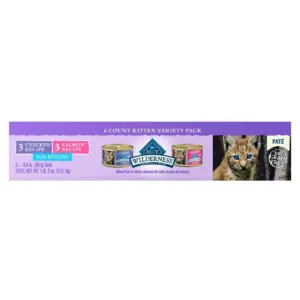 Blue Buffalo Wilderness Grain Free Paté Chicken & Salmon Recipe Kitten Premium Wet Cat Food - 3oz/6ct Variety Pack