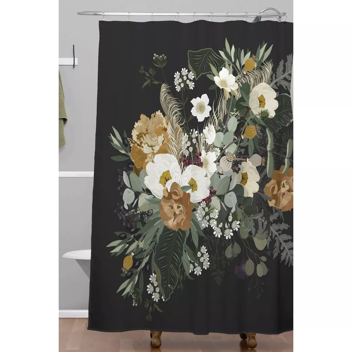 Iveta Abolina Paloma Night Shower Curtain Black - Deny Designs
