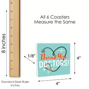 Big Dot of Happiness Thank You Doctors - Funny Doctor Appreciation Week Decorations - Drink Coasters - Set of 6