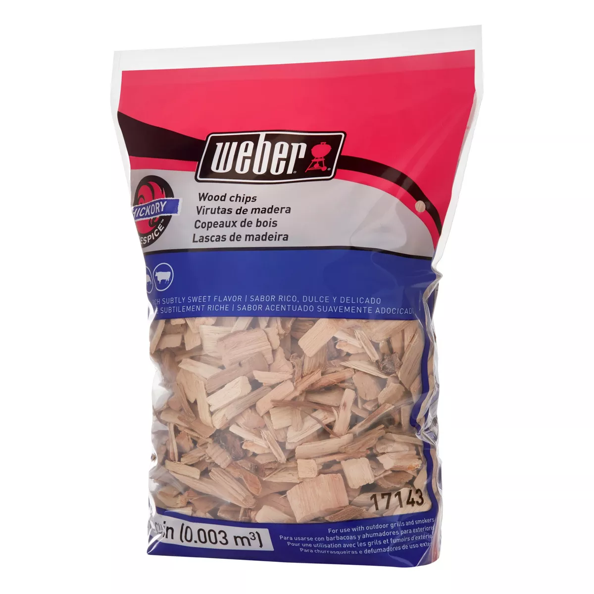 Weber Hickory Wood Chips, 192 Cu. In. bag