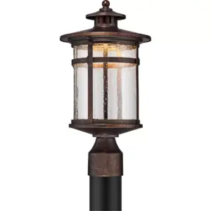 Franklin Iron Works Mission Post Light Fixture LED Bronze 15 1/2