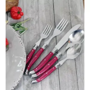 French Home Laguoile 20pc Stainless Steel Silverware Set Red