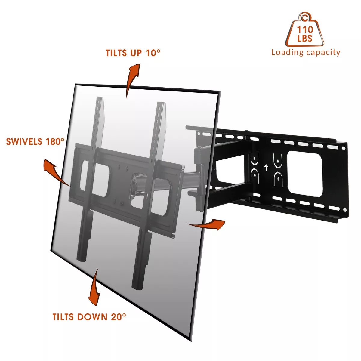 MegaMounts Full Motion Wall Mount for 32-70 Inch Displays