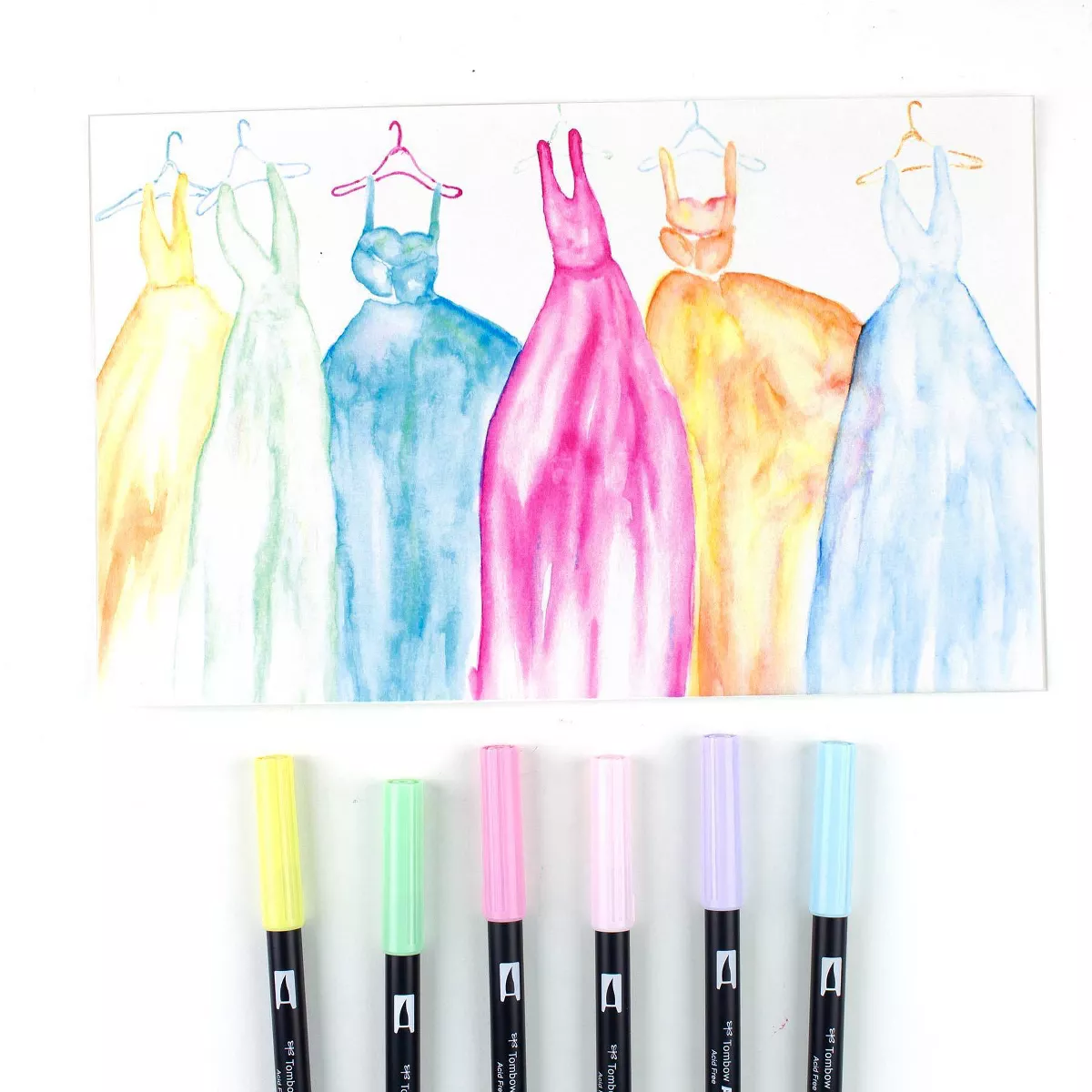 6pk Dual Brush Pen Art Markers Pastel Palette - Tombow