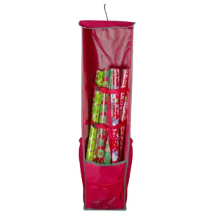 Northlight 36” Vertical Red and Green Hanging Christmas Decoration Organizer Storage Bag
