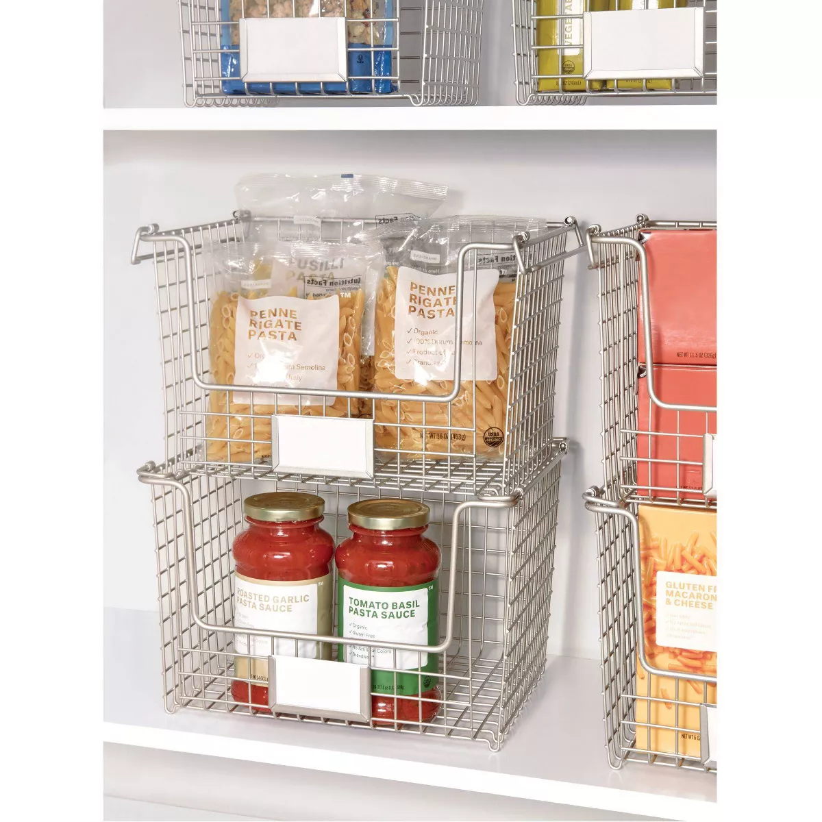 iDESIGN 12"x10"x7.75" Classico Stackable Basket Silver