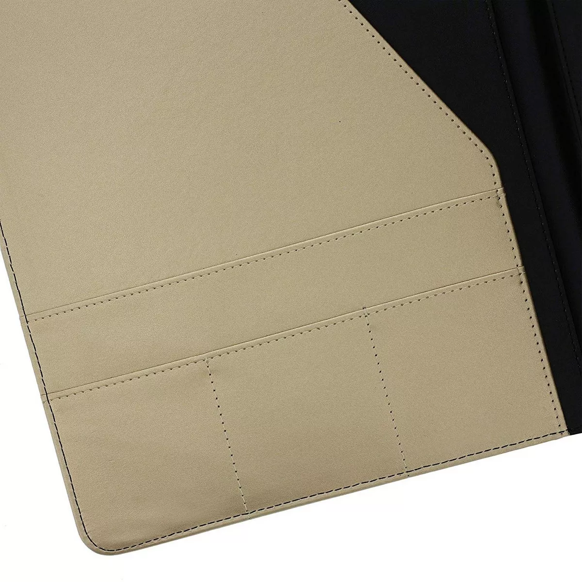 PU Leather Business Padfolio, Portfolio Folder with Pockets Holds Pens, Letter Size Notepad, Business Cards for Interview & Legal Document, Gold