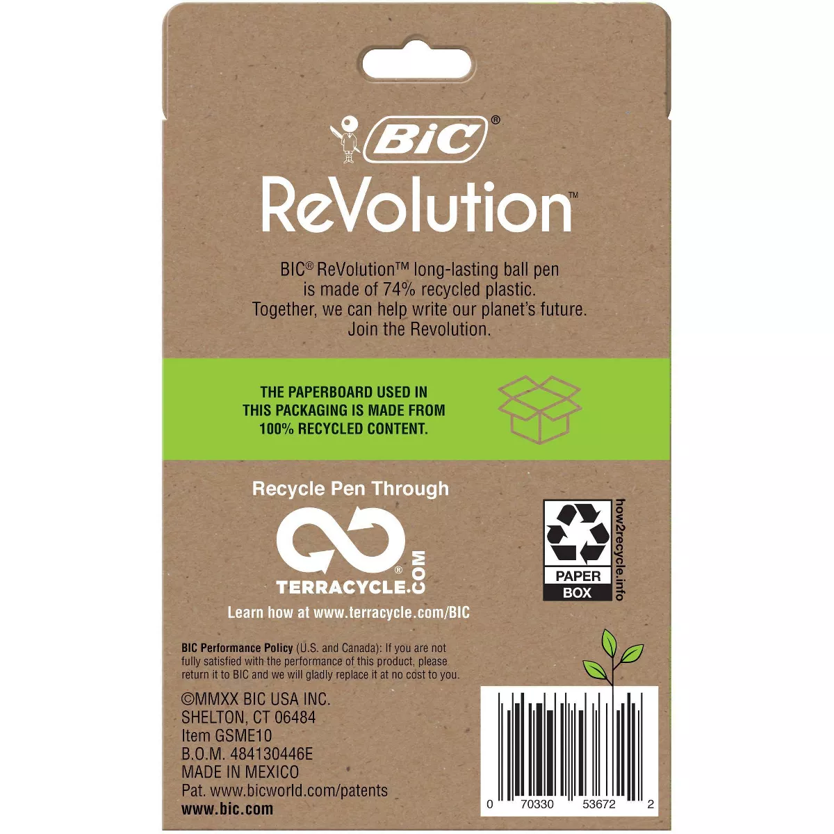 BiC 10pk Ballpoint Pens ReVolution Stic Black Ink