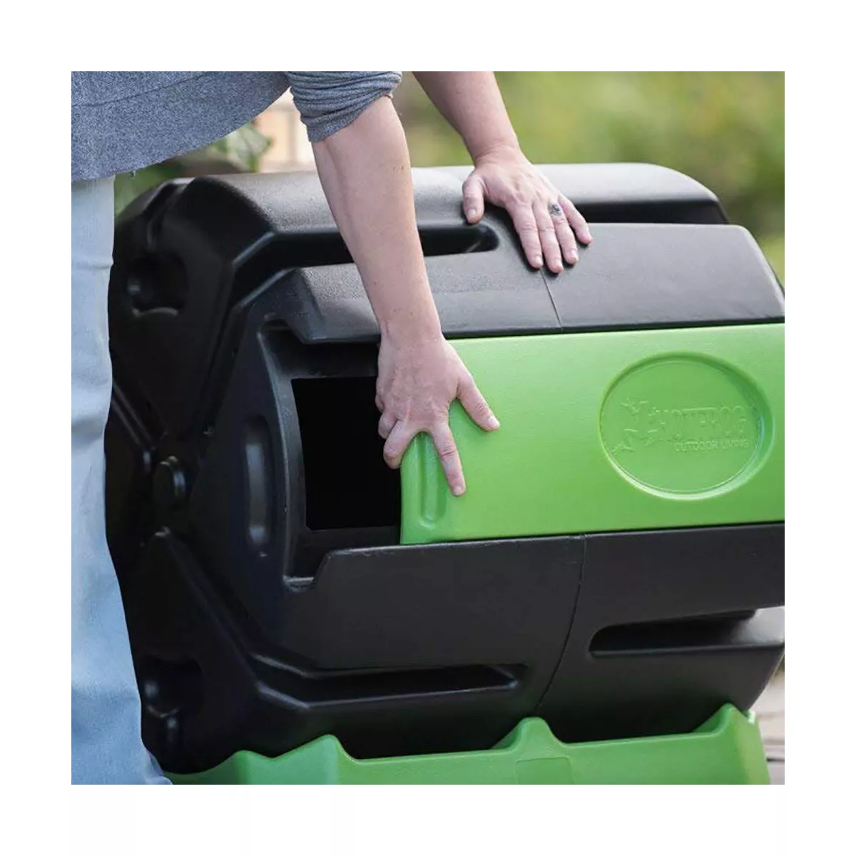 FCMP Outdoor 37 Gallon Chamber Quick Curing Rolling Compost Tumbler Bin for Soil