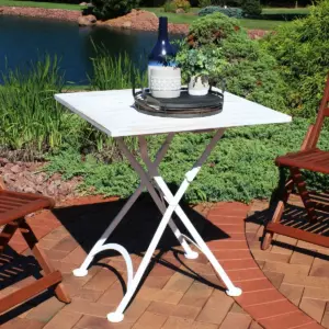 Sunnydaze Indoor/Outdoor European Chestnut Wood Folding Square Bistro Dining Table - 28
