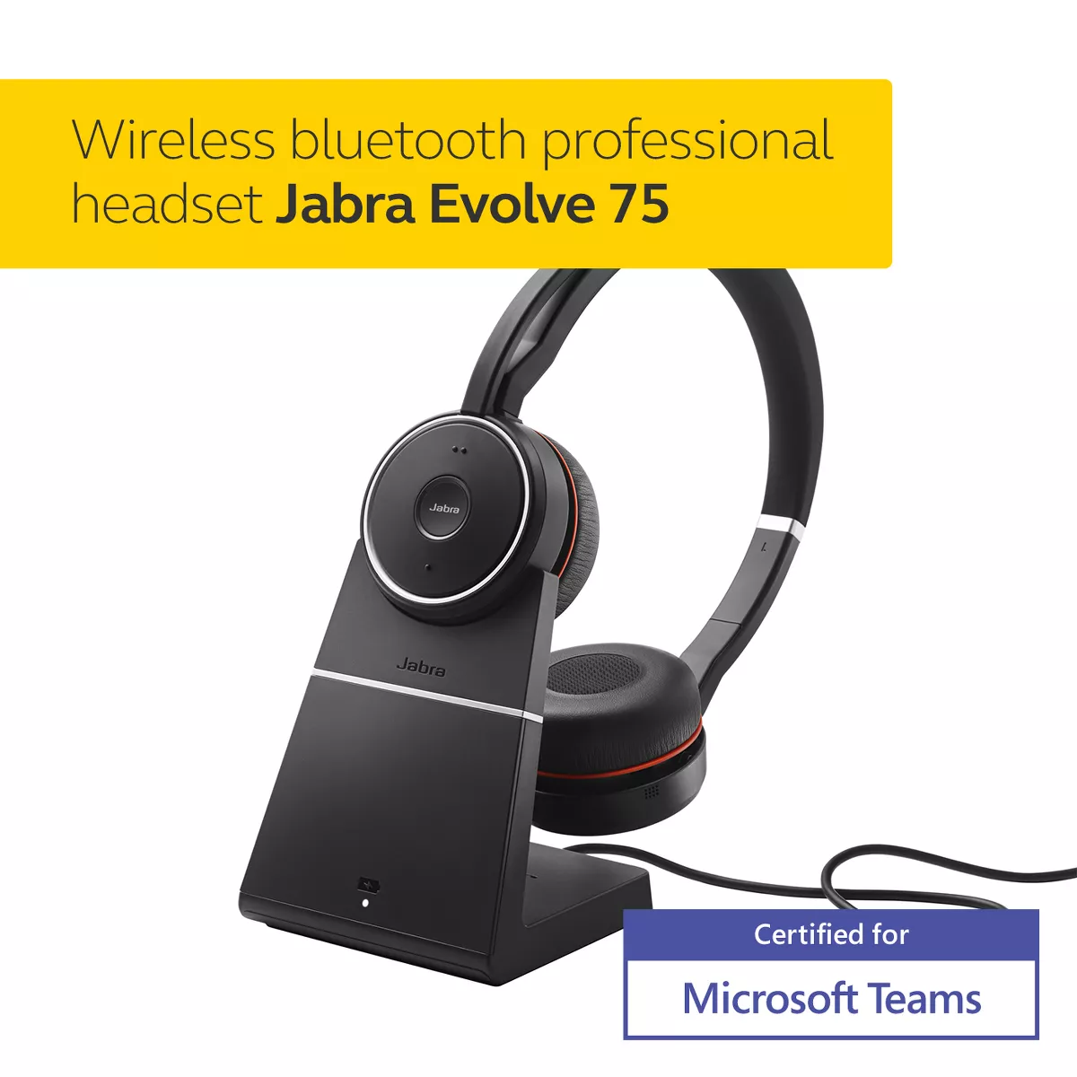 Jabra Evolve 75+ MS Stereo Wireless Headset / Music Headphones