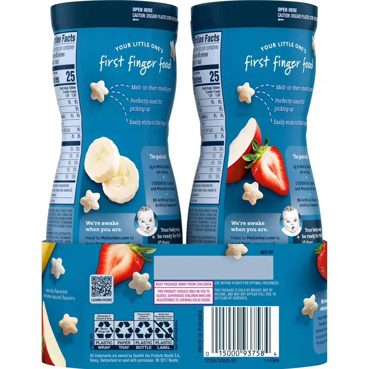 Gerber Puffs 4pk Variety Pack Strawberry-Apple & Banana - 5.92oz