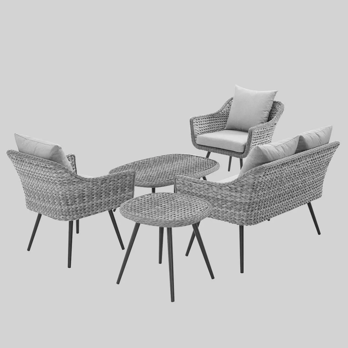 Endeavor 5pc Outdoor Wicker Rattan Patio Sectional Sofa Set Gray - Modway